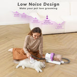 Dog Hair Vacuum & Grooming Kit 2.5L Large Capacity, Pet Grooming Vacuum with Clipper, Ideal for Shedding Dogs & Cats at Home Cleaning Tools - Purple/Pink