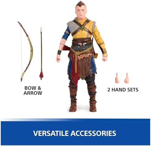 PlayStation God of War Ragnarok, 6” Atreus Action Figure with 4 Accessories, The Shapes Collection, for PS5 Fans & Collectors Ages 17+