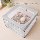 EHEYCIGA 42x42x26 Inches Puppy Playpen for Dogs & Cats Indoor or Outdoor - Foldable Dog Play Pen with Door, Dog Fence for Small Pets with Heavy-Duty Oxford & Steel Frame, with Cover