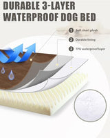 Orthopedic XL Dog Beds Large Sized Dog Waterproof Dog Bed with Removable Washable Cover and Non-Slip Bottom, Quilting Dog Bed for Crate, 41x27 Inch, Brown