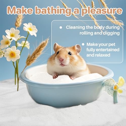 Sukh 47OZ Hamster Sand Bath - Fine Desert Sand Hamster Bedding Reptile Silica Sand Gerbil Hideout for Hamster Chinchillas Gerbil Syrian Mice Small Animals Small Pets