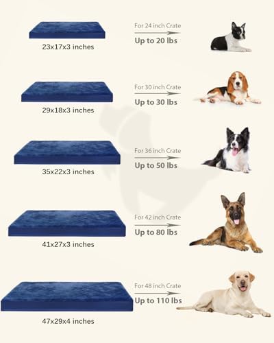 KSIIA Orthopedic Dog Bed Dog Crate Bed Waterproof Dog beds for Small Dogs Deluxe Plush Washable Dog Bed with Egg Crate Foam & Removable Cover, 23 x 17 Inch, Blue