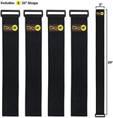Super-Stretch Wrap-It Storage Straps, 24" (4 Pack) - Elastic Hook and Loop Cinch Straps - Garden Hose Strap, Pool Hose Organizer, Cables Straps, Extension Cord Wrap, Garage and RV Storage Accessories