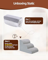 Dog Stairs Curved Ramp for Small Dogs 19.5" H, 4-Step Pet Stairs for Couch Bed with High Density Foam, Dog Slope Stairs with Durable Non-Slip Bottom Grey