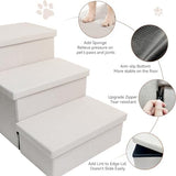 Dog Stairs with Condo 18" H, 3-Step Wider Dog Steps for High Beds Couch, Folding Storage Pet Stairs Gift for Small/Medium/Large Old Dogs Cats, Ramp for Climbing Car Up to 200 lbs, Beige Gray