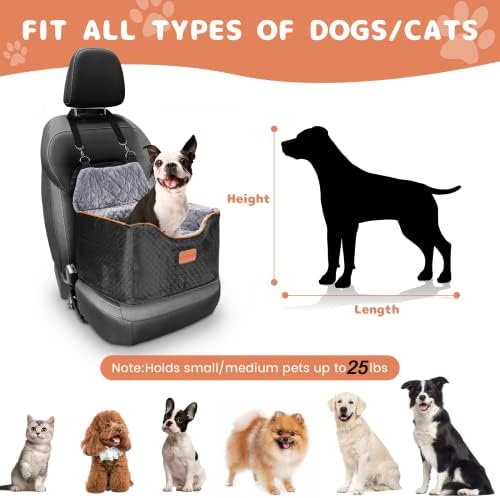 Memory Foam Pet Booster Seat with Washable Cover - Elevated, Anti-Slip for Small Dogs up to 35lbs, Seat Belt, Storage, Blankets