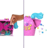 Polly Pocket Dolls & Playset with Pets & 25+ Surprise Accessories, Birthday Celebration Unicorn Partyland Playset, Hot Air Balloon Ride