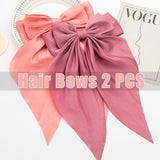 Hair Bows 2 PCS, Hair Bows for Women, Hair Ribbons, Oversized Long-tail Cute Aesthetic Hair Accessories, Large Hair Barrettes for Women, Big Bows for Girls (Watermelon Red, Deep Pink)
