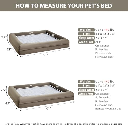 WNPETHOME Washable Dog Beds Large Sized Dog, XXXL Dog Couch, Orthopedic Dog Sofa Bed with Removable & Waterproof Cover, Extra Large Dog Bed with Bolster Sides for Sleeping, Giant Dog Couch with Sides