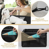 PetsHome Dog Car Seat Foldable Dog Car Booster Seat Waterproof Breathable Oxford Travel Bag for Small to Medium Dogs, Puppies, and Pets-Pure Black-Upgrade