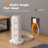 Surge Protector Power Strip Tower, TESSAN Flat Plug Extension Cord 6 FT, Charging Station with 9 Outlets and 4 USB(2 USB C), 900J Surge Protection for Office Home Dorm Room Desk Accessories