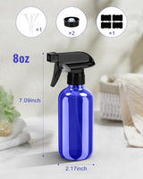 Glass Spray Bottle, Blue Glass Spray Bottle Set & Accessories for Non-toxic Window Cleaners Aromatherapy Facial Hydration Watering Flowers Hair Care (2 Pack/8 oz) (Blue)