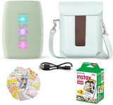 Fujifilm Instax Mini Link 3 Smartphone Printer Sage Green + Fuji Film Value Pack (20 Sheets)+ Shutter Accessories Bundle, Incl. Protective Case, 20 Sticker Frames, USB Type C Cable