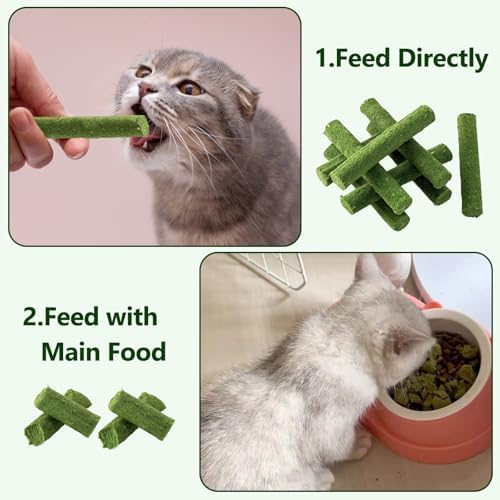 225g Cat Grass Teething Stick, Delicious Cat Treat Snack Edible Cat Chew Toy for Teeth Cleaning and Hairball Removal in Cats