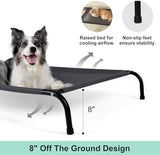 Elevated Dog Bed Small Dog Cot, Outdoor Raised Dog Bed with Supportive Teslin Recyclable Washable Mesh, Durable Pet Hammock with Non Slip Feet, Grey, 34 inches