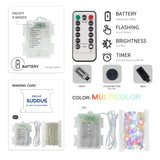 suddus 33ft 100 LED Outdoor String Lights, Multi Color Fairy Lights Battery Operated with Remote, Led Twinkle Lights for Bedroom, Backyard, Wedding, Tree, Mason Jar, Wall, Centerpiece, Christmas