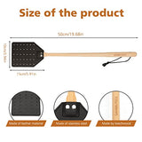 SAMEBUTECO Leather Fly Swatter Black Effective Insects Catcher with Heavy-Duty Design and Bench Wood Handle - 19.7" Length
