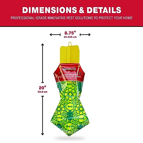 Catchmaster Japanese Beetle Traps Outdoor 6PK, Flying Insect Trap Bag with Dual Pheromone Food Lure, Hanging Bug Catcher for Backyard & Garden, Pest Control for Plants, Trees, Vegetables & Flowers