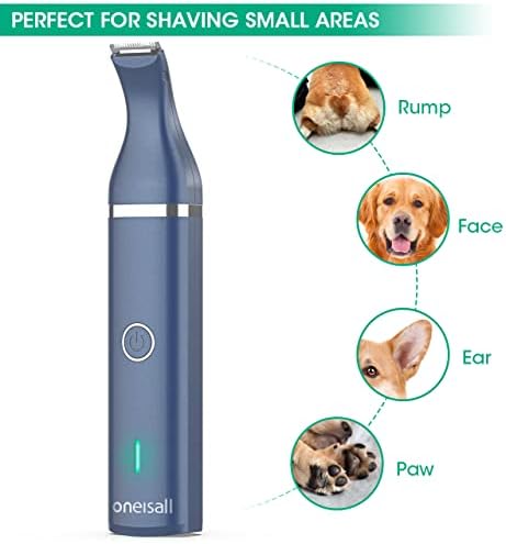 oneisall Dog Clippers with Double Blades,Cordless Small Pet Hair Grooming Trimmer,Low Noise for Trimming Dog's Hair Around Paws, Eyes, Ears, Face, Rump (Teal)