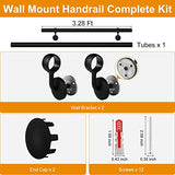 ROTHLEY Pipe Handrails for Indoor Stairs: 3.3FT Stair Railing Steel Hand Railings for Stairs Indoor Wall Mount Stair Handrail Complete Kit 1.6" Round Metal Stair Railing for Elderly & Kids