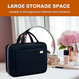 8L Travel Toiletry Bag for women - 2.1 GAL Water-resistant Makeup Cosmetic Bag Organizer With Hanging Hook for Travel Accessories Shampoo Full-size Container, Black