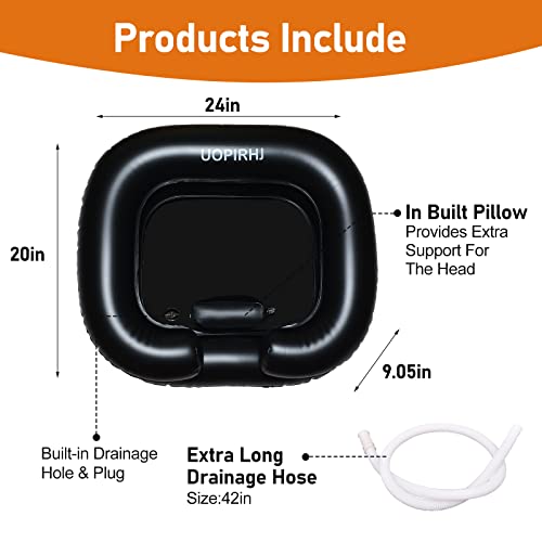 UOPIRHJ Portable Inflatable Hair Washing Basin for Bedridden - Wash Hair in Bed with Inflatable Shampoo Bowl.Hair Washing Basin for Elderly,Disabled,Injured,Ideal Inflatable Sink for Locs Detox