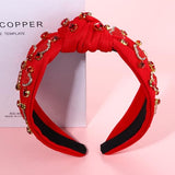 YAHPERN Valentine’s Day Headband for Women Red Pink Heart Knotted Headband Jeweled Rhinestone Crystal Wide Top Knot Hairband Valentine’s Day Hair Accessories Holiday Gifts (Red)