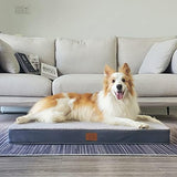 Washable Extra Large Dog Bed Covers Soft Plush Replacement, Waterproof Dog Bed Liner, Pet Bed Cover with Zipper 44x32x3 Inches, Grey, Cover Only