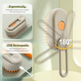 2025 New Comb for Cats Dogs, 3 in 1 Steam Cat Brush Cat Steam Brush for Shedding & Grooming, Self Cleaning 3 in 1 Pet Brush Pet Grooming Brush with Spray (Khaki+White)