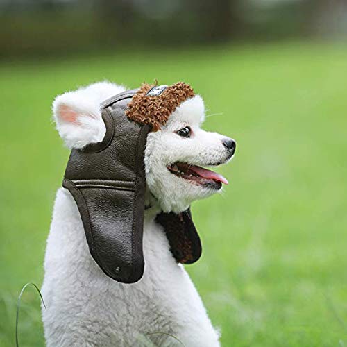 Leconpet Dog Aviator Hat, Dog Winter Pilot Hat with Ear Flaps for Cold Weather (XXL, Black)
