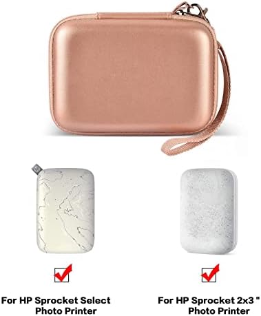 Case Compatible with HP Sprocket Portable 2x3/ Select 2.3x3.4/ 2nd Edition Printer, Travel Carrying Organizer Holder Fits for Zink Photo Paper, USB Cable and More Accessories (Box Only) - Rose Gold