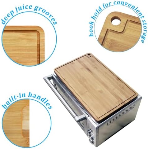 Bamboo Wood Cutting Board Compatible with Breville BOV800XL 860BSS 845BSS, Protects Smart Toaster Oven, With Heat Resistant Silicone Feet and Oven Rack Push Accessories, Creates Storage Space