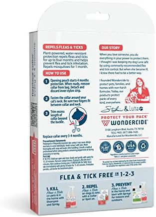 Wondercide - Flea and Tick Cat Collar - Flea, Tick, and Mosquito Repellent, Prevention for Cats - with Natural Essential Oils - Pet and Family Safe - Up to 4 Months Protection