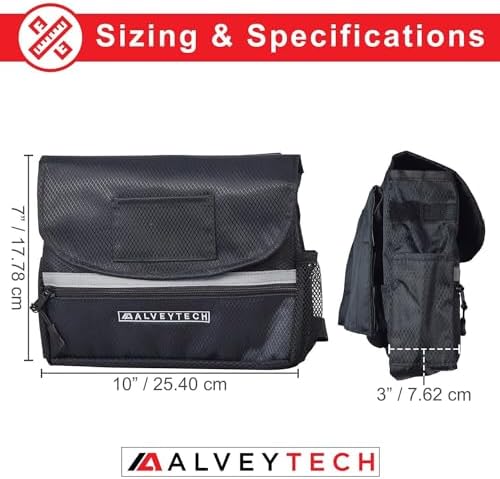 AlveyTech Saddle Bag for Mobility Scooter, Wheelchair, & Electric Power Chair (Small, Black) - Accessories Holder Armrest Side Pouch Storage Organizer Bags for Adults, Water-Resistant, Easy Install