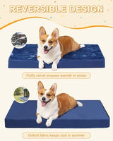 KSIIA Orthopedic Dog Bed Dog Crate Bed Waterproof Dog beds for Small Dogs Deluxe Plush Washable Dog Bed with Egg Crate Foam & Removable Cover, 23 x 17 Inch, Blue