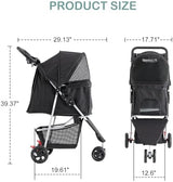 Sweetcrispy Pet Stroller for Dogs and Cats | Foldable, Lightweight, and Durable | Ideal for Small to Medium Pets | Includes Storage Basket and Cup Holders