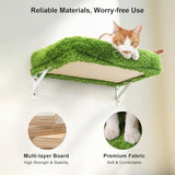 FUKUMARU Cat Wall Shelves, Stable & Safe 4 in 1 Cat Furniture Set, Wooden Climbing Wall with Scratching Post, Bridge and Bed, Stylish Jungle Gym for 16 Inch Drywall - Green