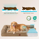 EHEYCIGA Memory Foam Dog Bed Large Sized Dogs, Pet Bed for Large Dog for Crate with Waterproof Liner, Pet Couch Bed Orthopedic with Washable Removable Cover, 35x23x6 Inches, Camel