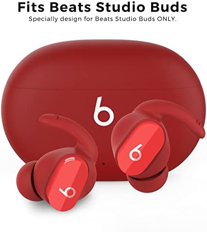 AhaStyle 3 Pairs Beats Studio Buds Ear Hooks Anti-Slip Ear Covers Silicone Accessories【Not Fit in The Charging Case】 Compatiable with New Beats Studio Buds 2021 (Red)