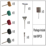 69Pcs Abrasive Wheel Buffing Polishing Wheel Wire Brushes Set for Rotary Tool Accessories,Shank 3mm Mini Brush Polishing Kit,for Power-Operated Grinders