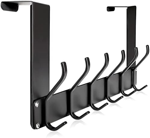 Over The Door Hooks, No Assembly Required Door Hanger Hook, Sturdy Over The Door Coat Rack, Over Door Hanger Door Hooks for Hanging Clothes, Towels, Hats, Matte Black