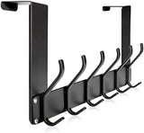 Over The Door Hooks, No Assembly Required Door Hanger Hook, Sturdy Over The Door Coat Rack, Over Door Hanger Door Hooks for Hanging Clothes, Towels, Hats, Matte Black