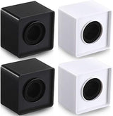 4 Pcs Microphone Flag Station Portable Square Cube Shaped Mic Flags ABS Foam Microphone Flag Microphone Accessories for Interview KTV Reporter Host (White, Black)