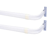 Blu-Pier Tech Heavy Duty Single Rod,Lock Seam Curtain Rod 28 to 48-Inch Adjustable Width, 2 1/2-Inch Projection，Hardware Included,White(Pack of 2)
