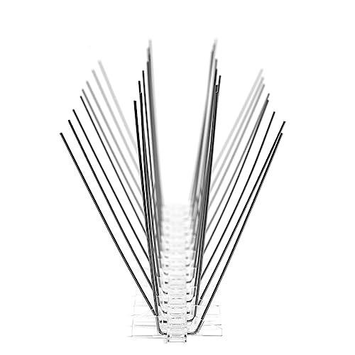 Bird B Gone - Pre-Assembled EnviroSpike Stainless Steel Anti Bird Spikes (100') - UV-Stabilized Polycarbonate Base - Humane Deterrent - Stops Pigeons & Birds from Roosting On Rooftops, Ledges, Fences