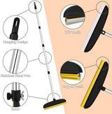 2 in 1 TPU and Copper Rake Teeth Carpet Rake for Pet Hair Removal, 60inch Adjustable Long Handle Pet Hair Remover, Reusable Cat Dog Hair Rake Broom, Lint Remover Scraper for Carpet,Rugs,Bed,Couch