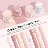 Modelones Dip Powder Nail Kit, 4 Colors Nude Pink Glitter Dipping Starter Set with Liquid and Complete Accessories for French Nails Art Salon DIY at Home Manicure