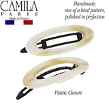 Camila Paris CP1994/2 French Hair Barrette Clip for Women, Handmade, Side Slide-in Metal-Free Closure Strong Hold Grip Hair Clips for Girls, No Slip Durable Styling Hair Accessories, Made in France