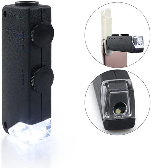 Microscope Accessories Kit 60x-100x LED Lighted Pocket Microscope Optical Glass Lens Microscope Slides (Magnification : 100X)