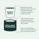 Murphy's Naturals Refillable Mosquito Repellent Candle | Green | DEET Free | Plant Based Essential Oils | Soywax, Beeswax Blend | One 9oz Candle Included